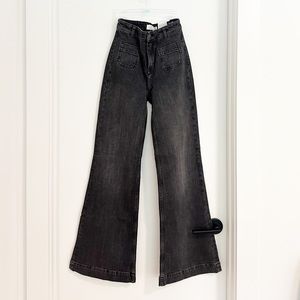& Other Stories Dark Grey Wide Leg Patch Pocket Jeans